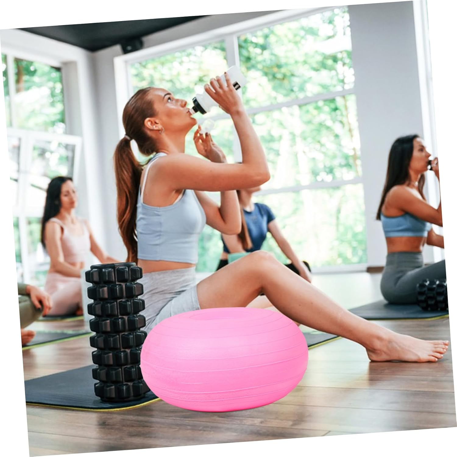 YARNOW Multi-use Exercise Ball Inflatable Donut Shape Stability Ball for Women for Pregnant Women Workout Supply Comfortable and Secure