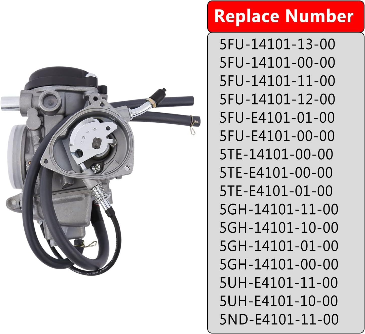YFM 400 Carburetor Fits Yamaha 2000-2006 YFM400 Big Bear/Kodiak 400, 2007-2010 Wolverine 450, 2007-2014 Grizzly 350/450