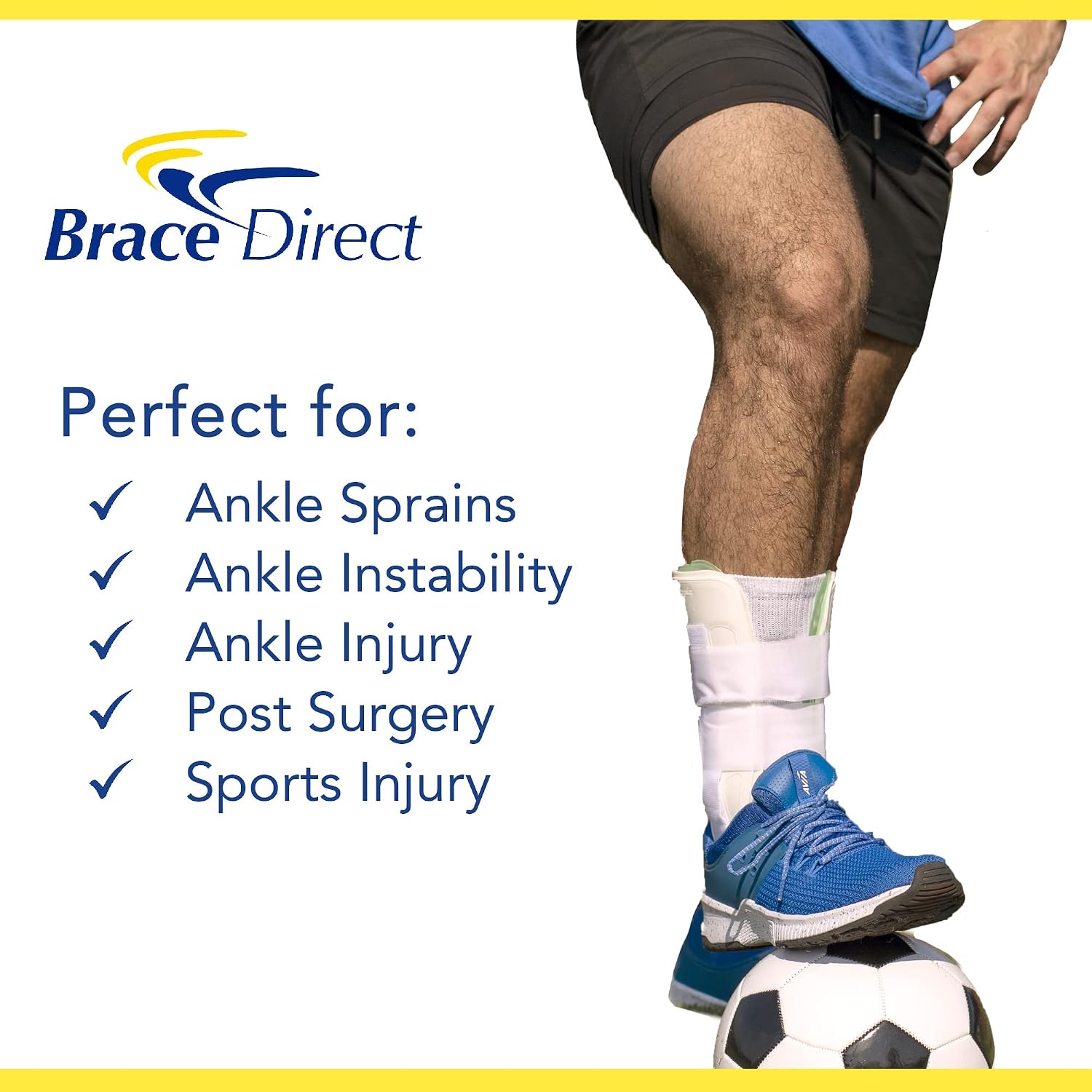 Brace Direct Air Ankle Stirrup Brace & Splint-Stabilize Ankle for Sprains Grade I,II,III, Strains, Chronic Ankle Instability & Injury Protection