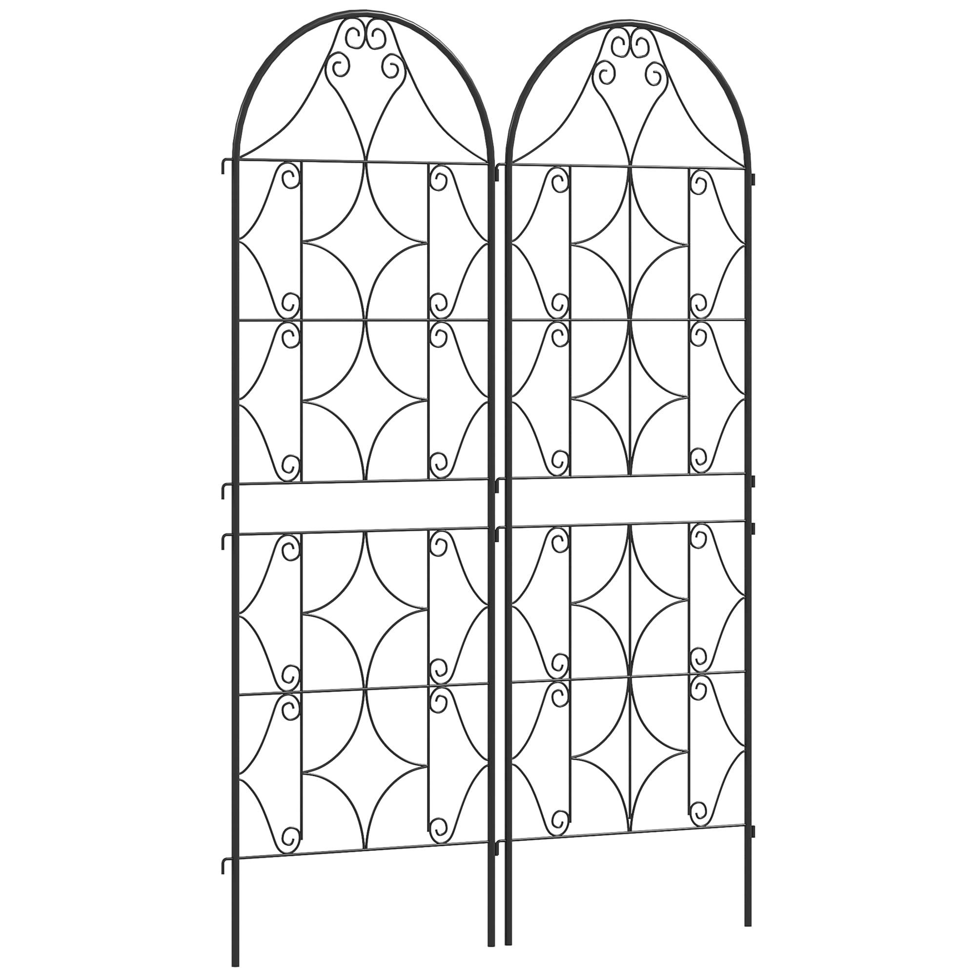 Outsunny Supporto per Piante rampicanti con Motivo Irregolare, Confezione da 2, Traliccio da Giardino, per Verdure, Viti, Fiori, in Metallo, 50 x 150 cm, Nero