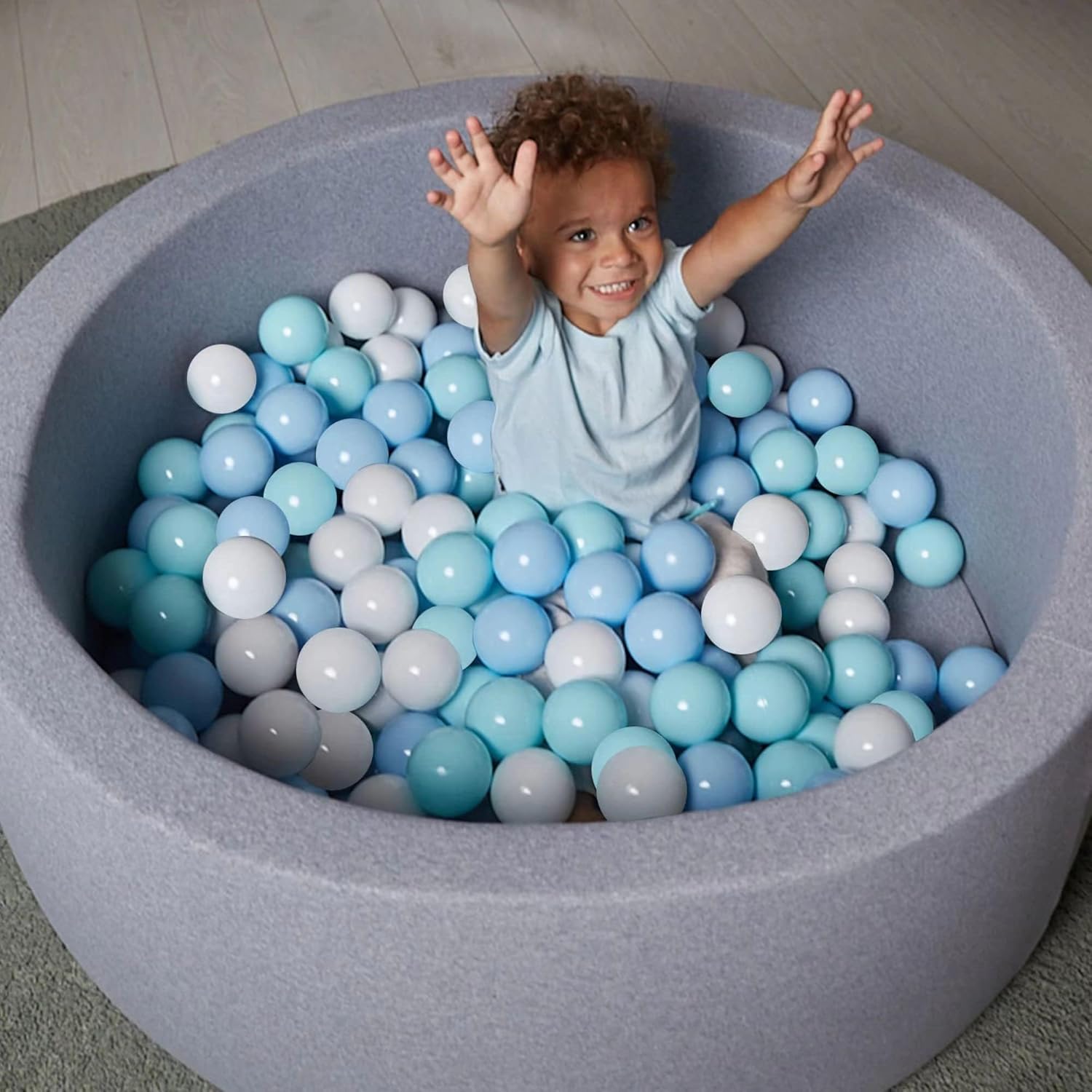 Ball Pit Balls 500 Pieces, Ball Pit Balls for Kids, BPA&Phthalate Free Non-Toxic Crush Proof Play Balls Soft Plastic Balls 2.2 inch,Toddler Balls Toy (500 Balls), White&Blue&Green