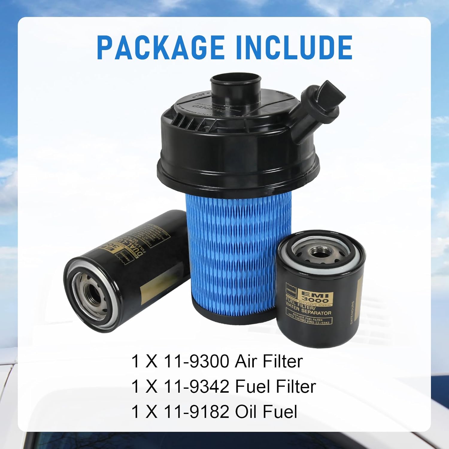 11-9300 Air Filter 11-9342 Fuel Filter 11-9182 Maintenance Kit Replacement For Thermo King SB190 SB210 SB230 SB300 SB330