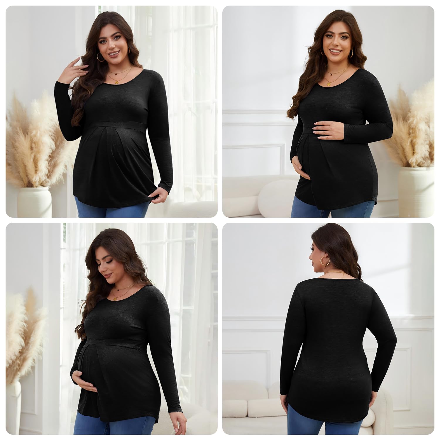 Damen Frohe Weihnachten T-Shirts Spleißen Niedlich Weihnachten Hirsch Druck Langarm Crewneck Tees Tops