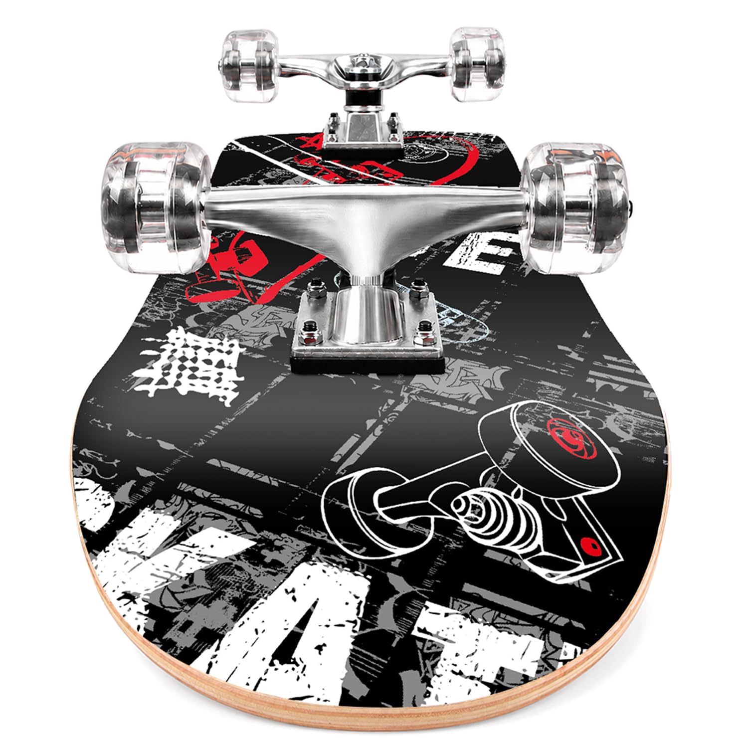 ChromeWheels - Tabla de monopatín (78,7 cm), diseño de monopatín de doble patada, 8 capas, para deportes extremos y al aire libre
