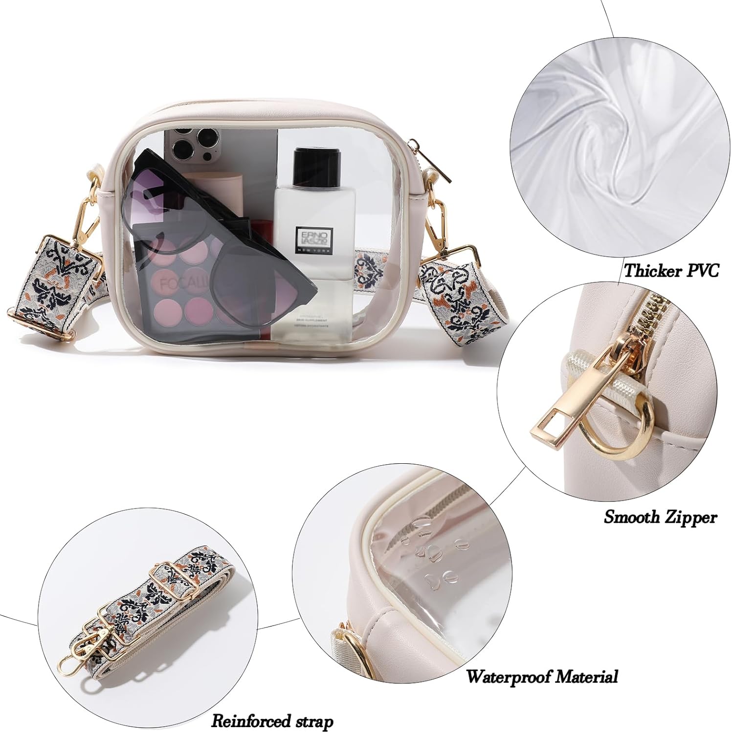 TOBVZOO Clear Bag Stadium Approved, Crossbody Transparent Bag for Concerts Sports Events, Purses for Men & Women - Image 5