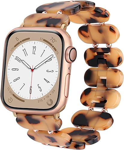 Omter banda compatible con Apple Watch 1.732in 1.654in, resina de acero inoxidable metal enlace pulseras para iWatch SE Series 6 5 4 3 2 1