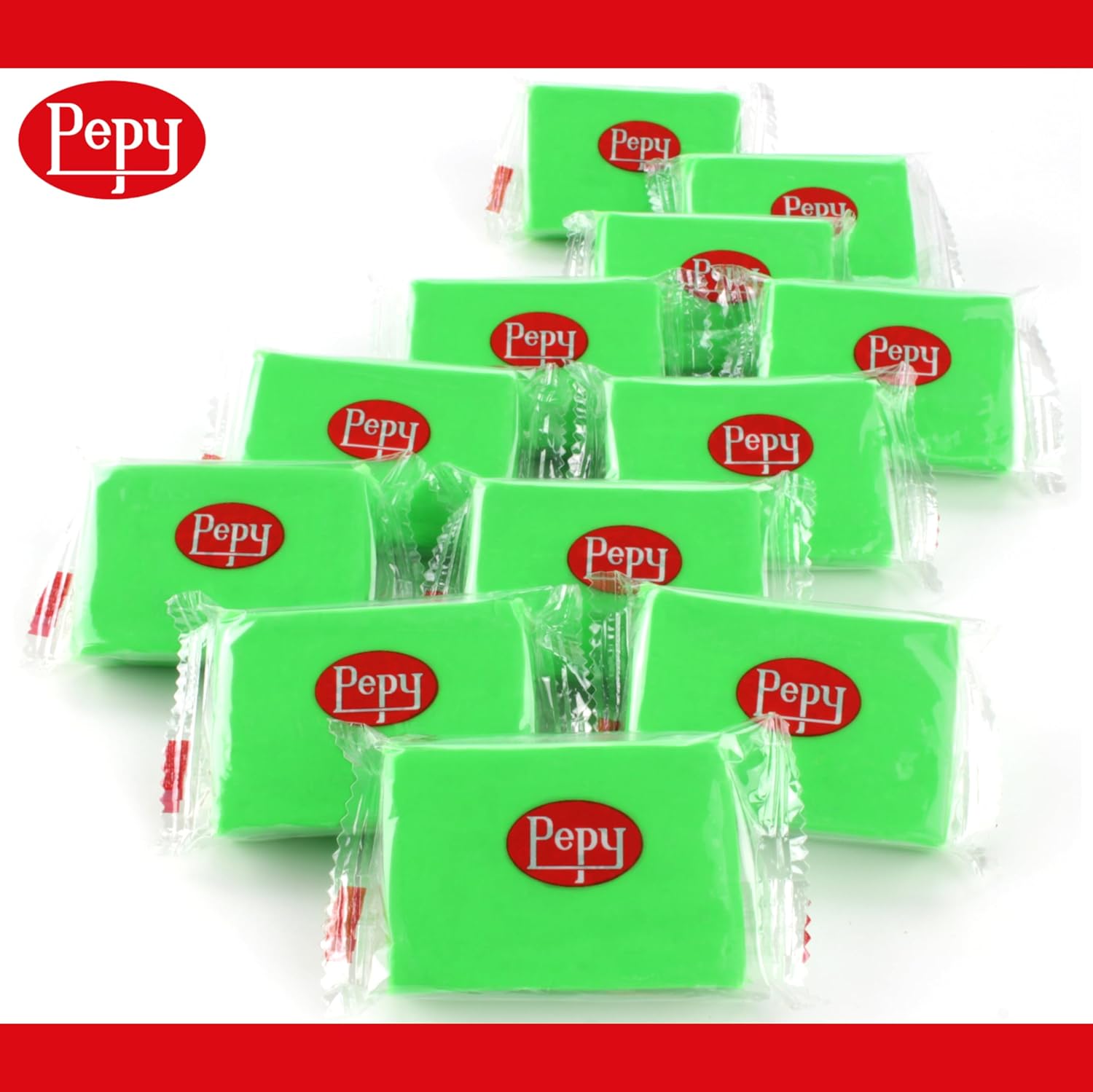 Pepy Plastilina Reusable and Non-Drying Modeling Clay; Set of 24 Bars, 1.4 Ounce Each, Perfect for Arts and Crafts Projects, Light Green