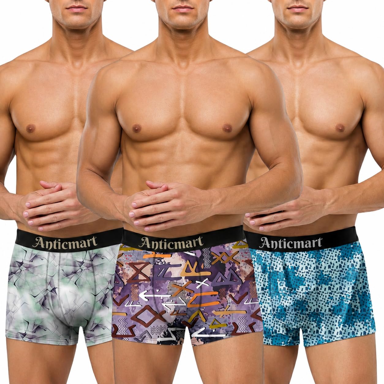 anticmart Men's Premium Printed Boxer Briefs Pack of 3 | Breathable Innerwear | Comfortable Waistband | All-Day Support Underwear for Men-picture-22