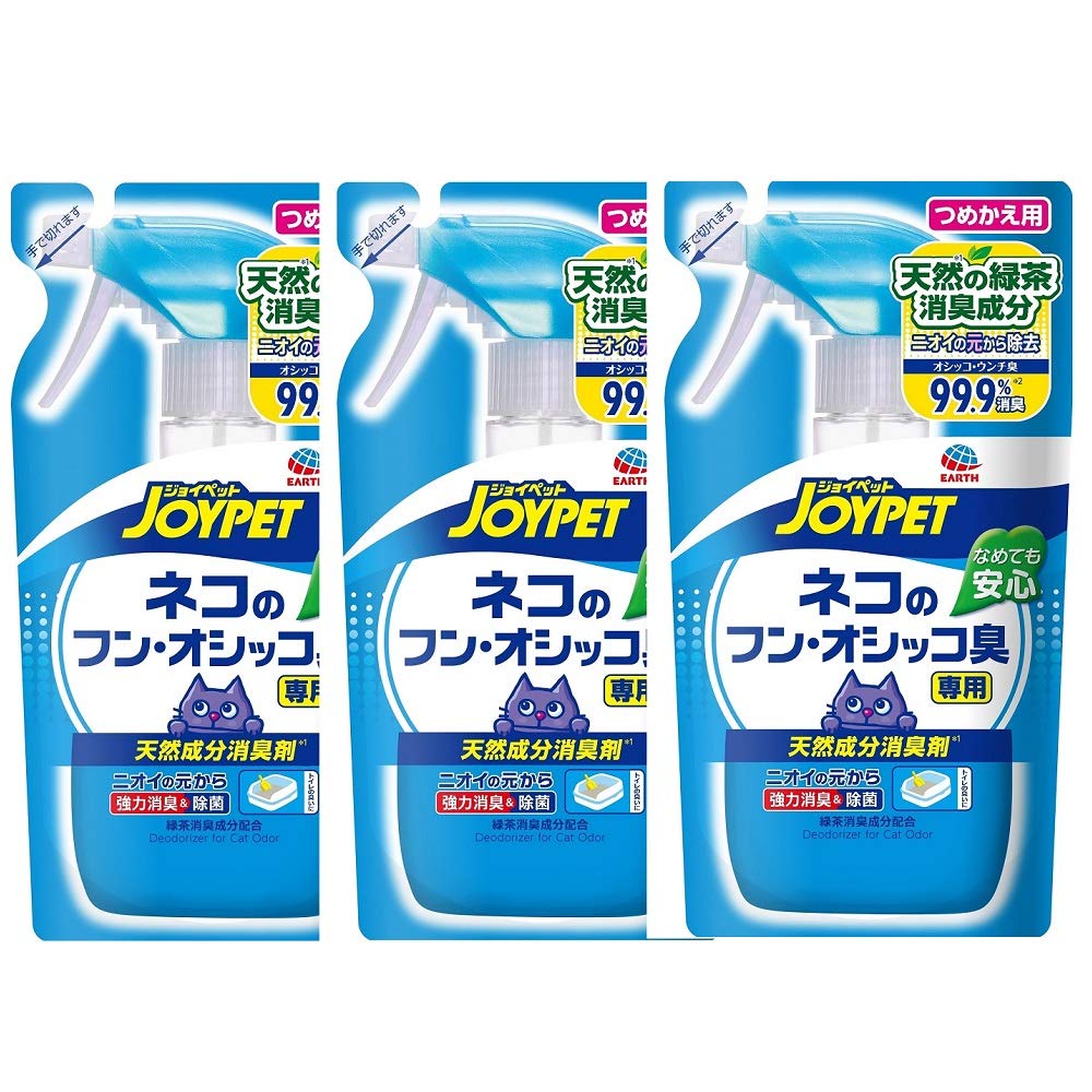JOYPET(ジョイペット) 天然成分消臭剤ネコのフン・オシッコ臭専用詰替用 240ml×3個 (まとめ買い)