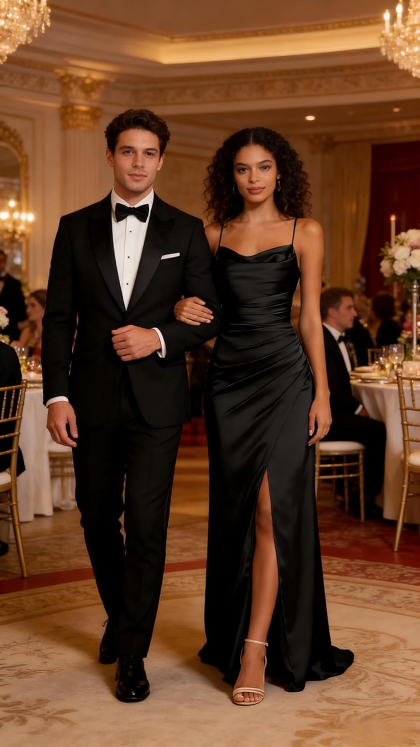 Women's Satin Bridesmaid Dresses with Slit Long Mermaid Formal Prom Dress GO011 - Image 3