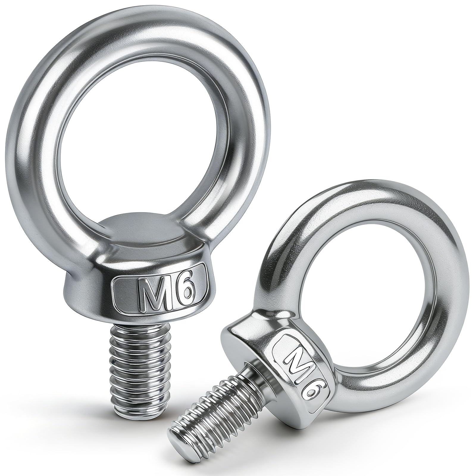 Leryati Ringschraube M6, 5 Stücke 304 Edelstahl Augenschraube Ring-Augenbolzen Runde Ringbolzen, Außengewinde-Ringschraube for Befestigen Sie hängende Ornamente, Blumentöpfe, Schaukelständer usw.