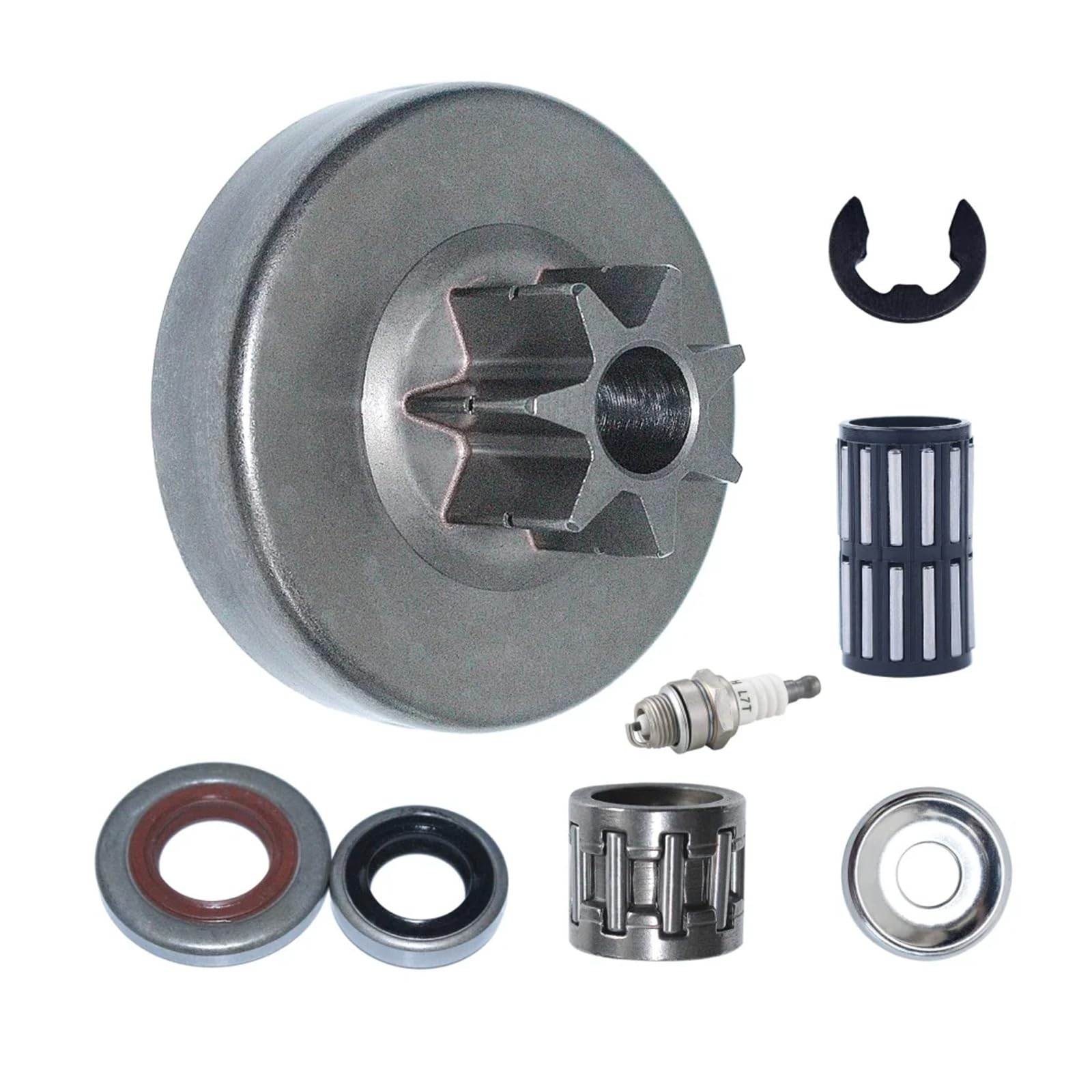 Compatible con Motosierra Stihl 028, 028AV y 028WB, 1118, 640, 2001, 325" 7T, Kit de arandela de Aguja y cojinete de Tambor de Embrague.
