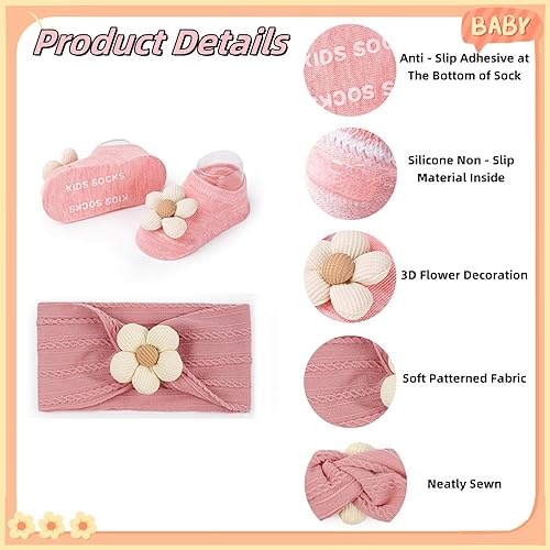 Miniatura 3 de Diadema y calcetines de flores para bebés lindos juegos de diadema y calcetines para niñas recién nacidas