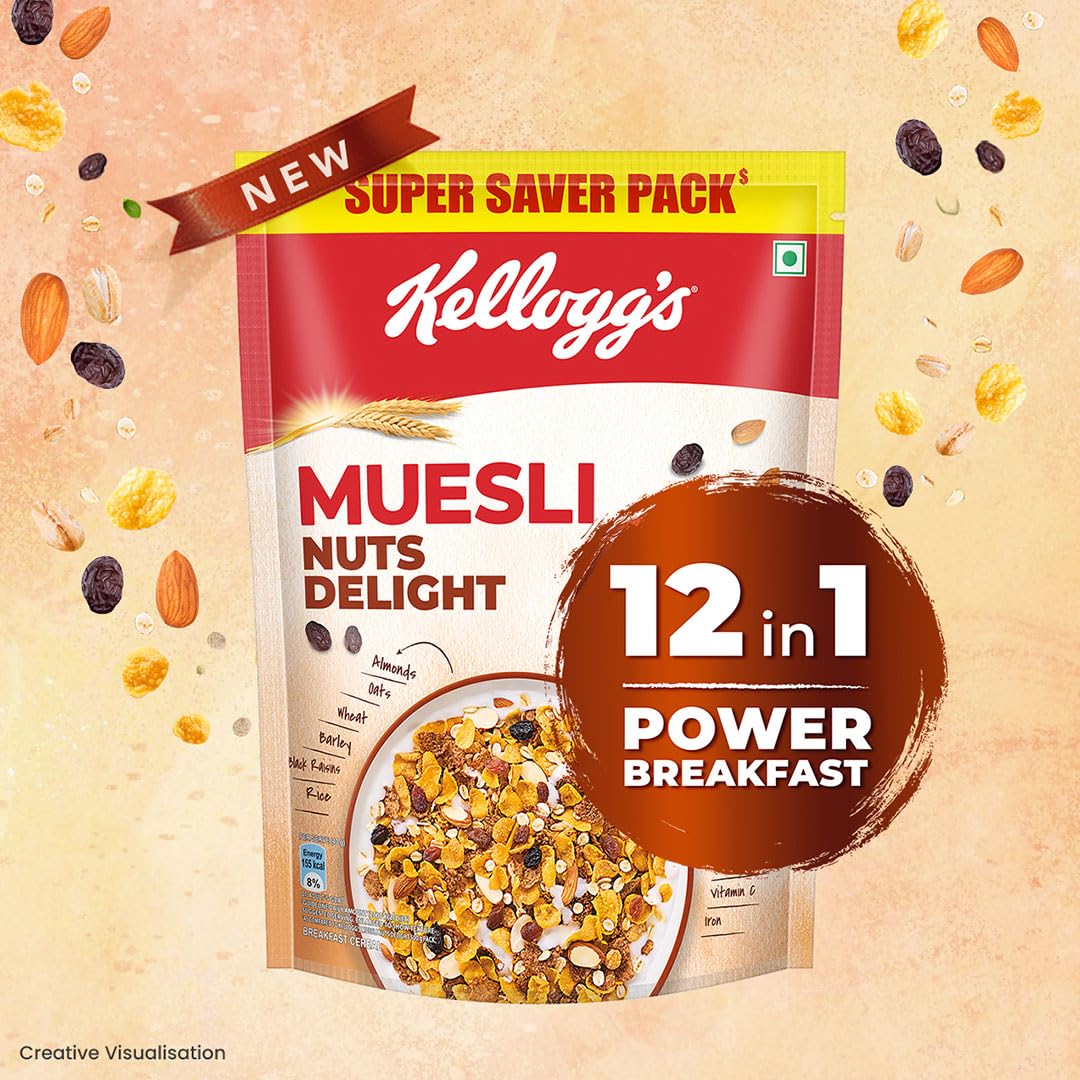 Kellogg's Muesli Nuts Delight 750G | 12-In-1 Power Breakfast | India'S No 1 Muesli | Multigrain Breakfast Cereal - Image 3 thumbnail