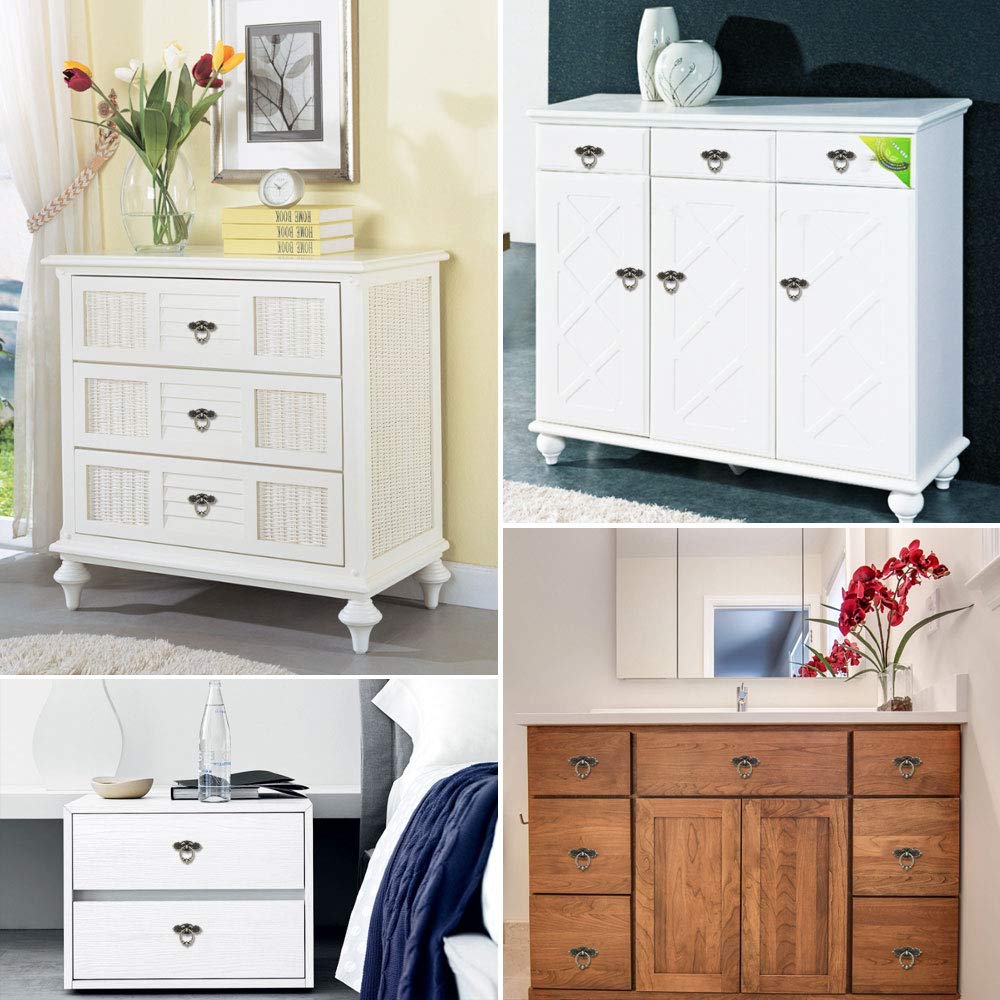 KLYNGTSK 10 PCS Poignées De Tiroir Vintage En Alliage De Zinc Poignée Bouton De Porte Rétro Poignée Meuble Vintage Avec 20 Vis Pour Tiroir Armoire Porte Meuble (Bronze