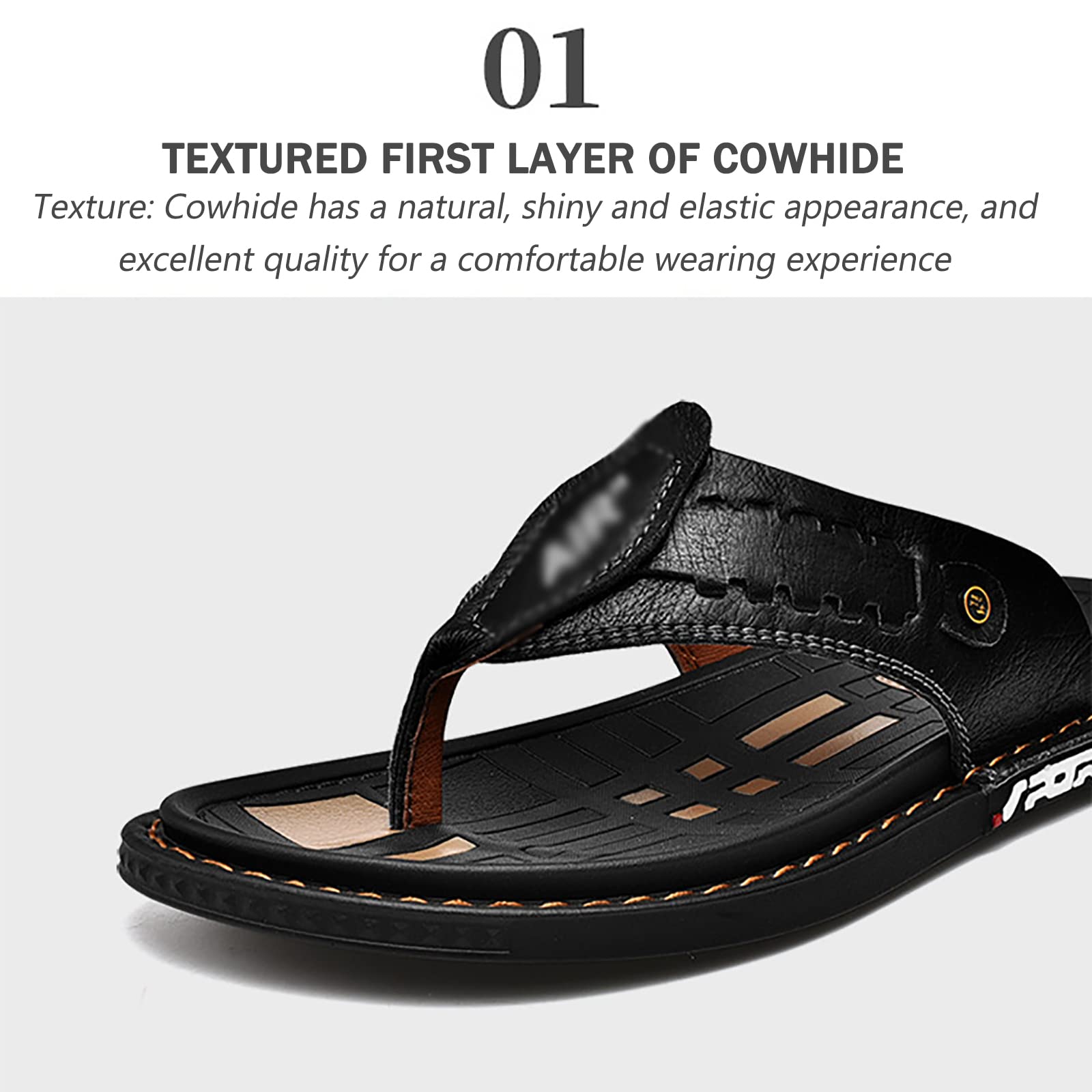 Infradito Uomo Scarpe da Spiaggia e Piscina Sandali Pantofole Ciabatte da Mare Antiscivolo Gomma Suola(Size:39 EU,Color:Nero)