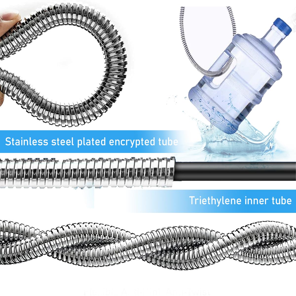 Tubo Per Doccia In Acciaio Inox Buwico - Extra Lungo 3 M