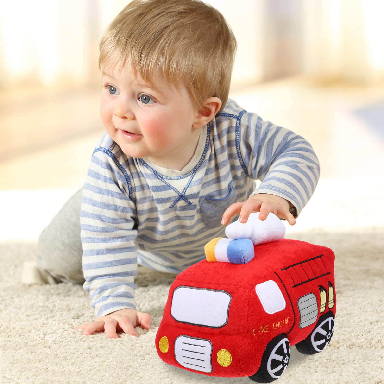 Toyvian Muñeco De Camión De Bomberos Suave Muñeco De Peluche para Sala De Estar Sofá y Coche Juguete De Peluche Modelo De Camión De Bomberos