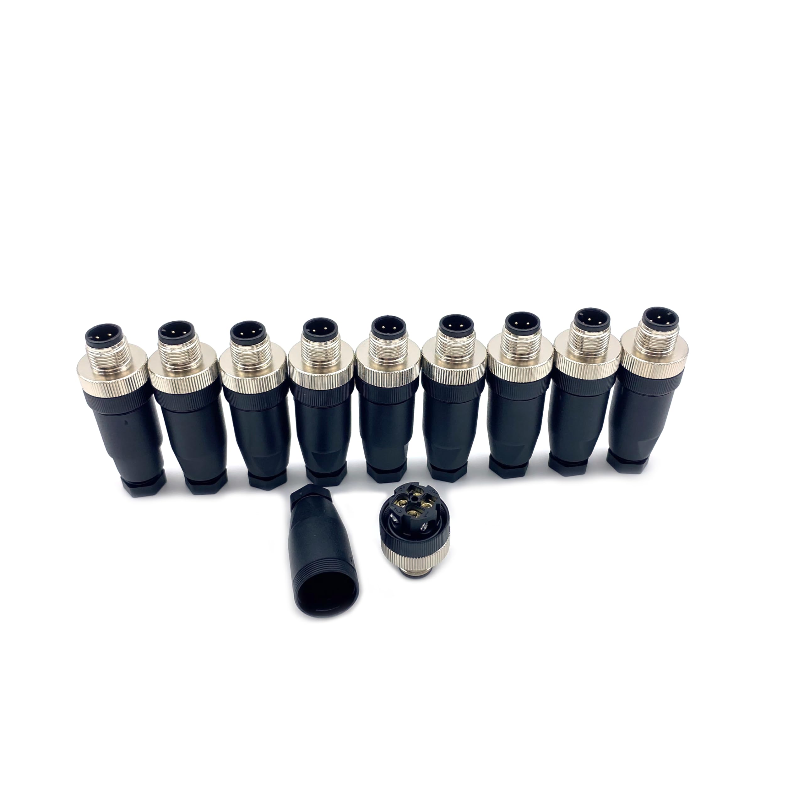 10 pezzi connettori M12 a 4 poli, connettori rotondi con codifica A a 4 pin installabili in loco con attacco a vite, connettore maschio Aviation da 12 mm, IP67 impermeabile, connettore circolare