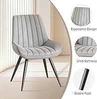 Vista 3 de Nalupatio Modern Dining Chairs Set of 4, Comfy Dining Room Chairs with Thick Cushions, Upholstered Fabric Kitchen Side Chairs with Metal Legs, Grey