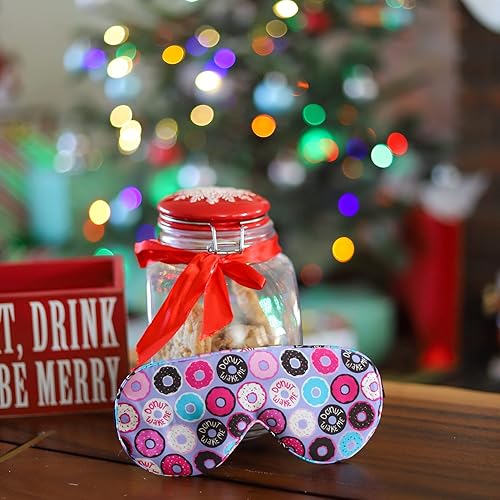 Miniatura 3 de Divertidas máscaras de seda para dormir con correa ajustable, cómodas y suaves, con bloqueo de luz para mujeres, hombres y adolescentes (donut)