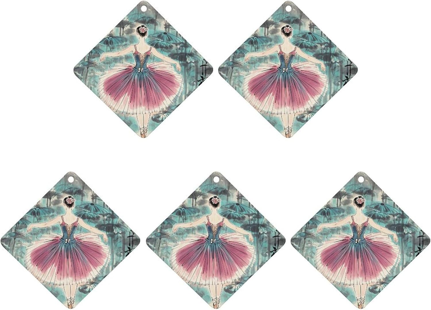 Car Air Fresheners 5 Pcs Hanging Air Freshener Classical Ballet Elegant Ballerina Car Aromatherapy Tablets Wardrobe Pendant Fragrance Scented Cards for Rearview Mirror Bedroom Car Interior Decor