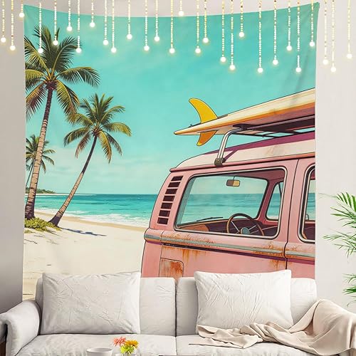 Miniatura 63 de Shrahala Palm Trees Los Angeles - Tapiz psicodélico grande para dormitorio y sala de estar (51.2 x 59.1 pulgadas, azul 1)