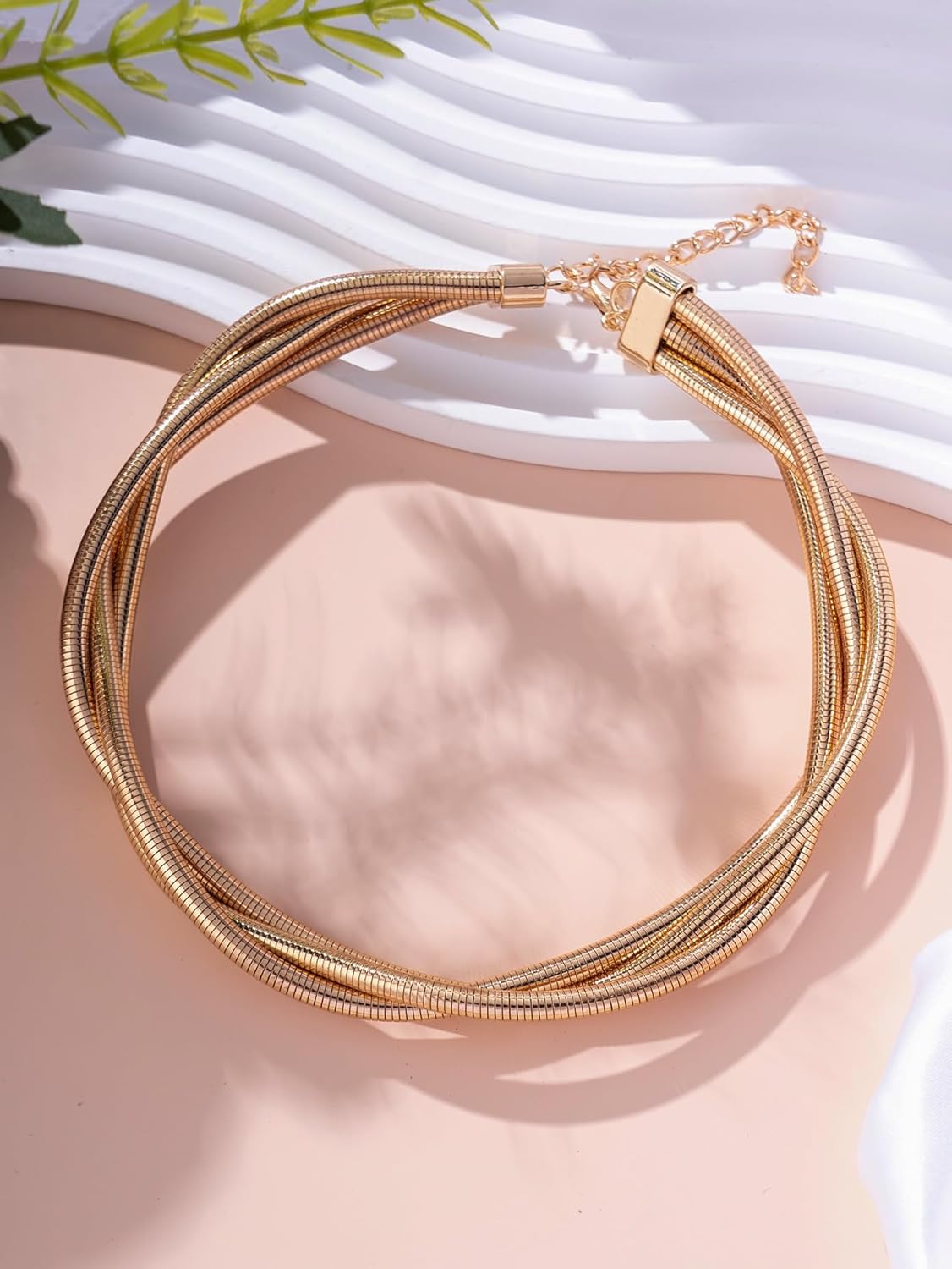 Chunky Gold Chain Necklace for Women,Gold Statement Snake Chain Choker Trendy Gold Layered Necklace Thick Gold Statement Necklace Jewelry - Image 3