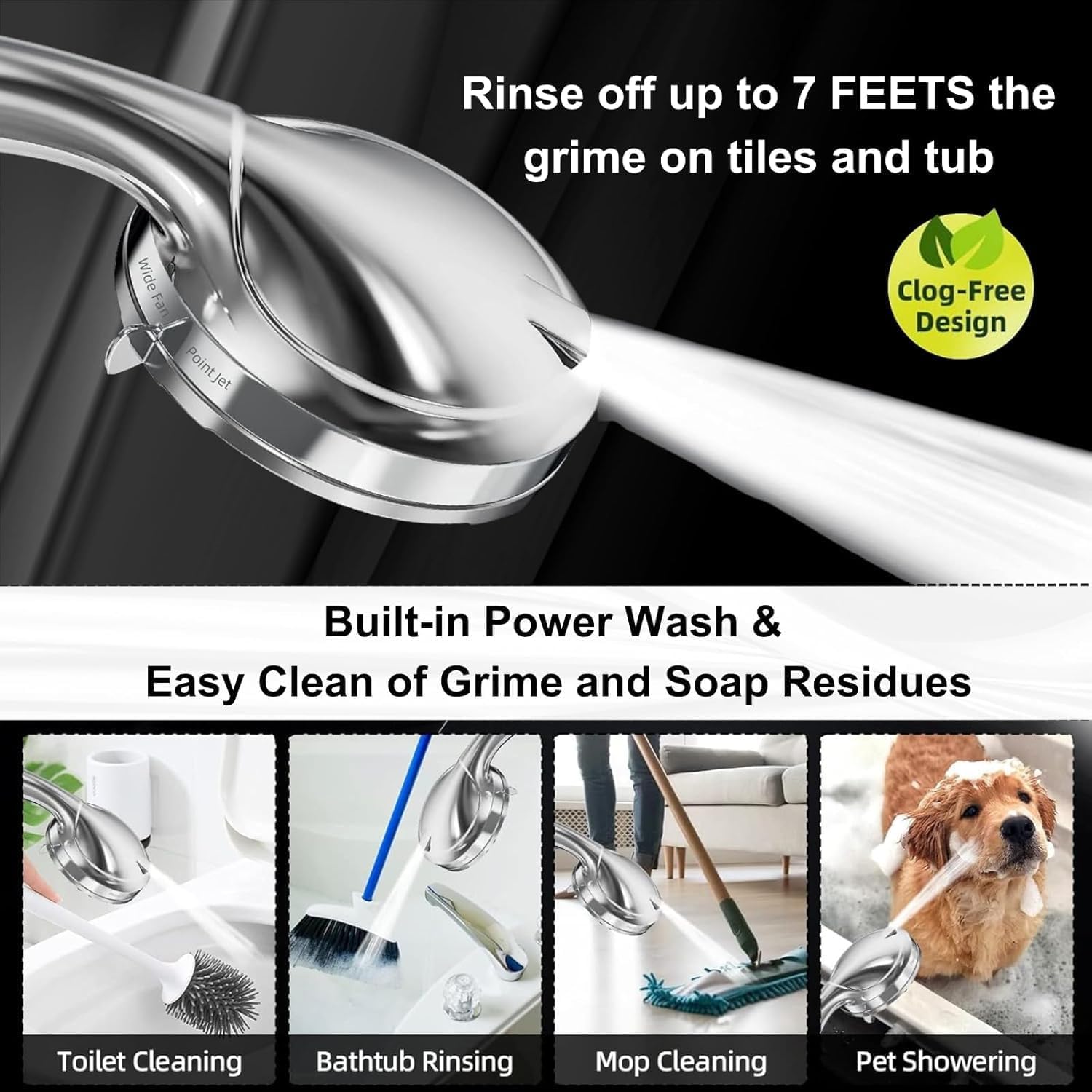 BESAQUO High Pressure Handheld Shower - Power Wash -5