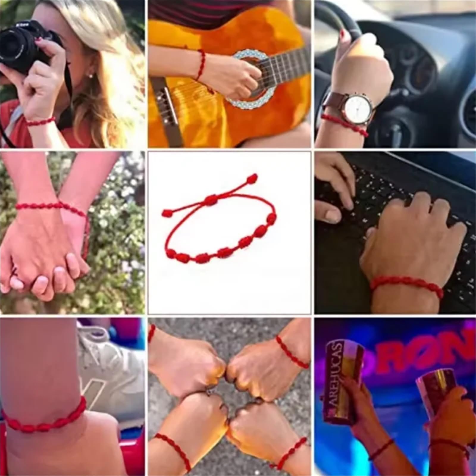 Geflochtenes Seilarmband Handgefertigtes tibetisch-buddhistisches Glücksarmband, rotes Seil, farblich passende Armbänder
