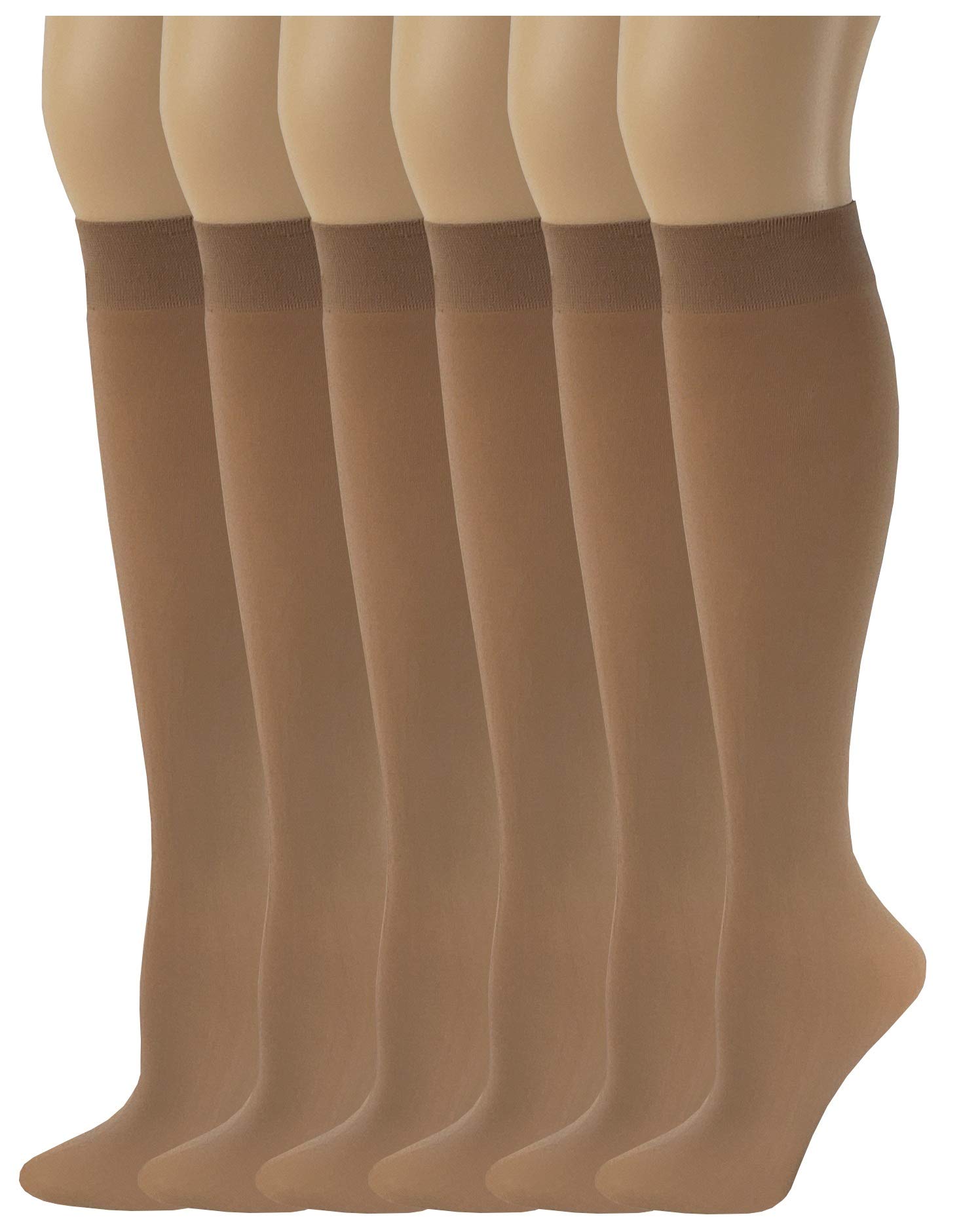 SUMONA 6 Pairs Women Opaque Stretchy Spandex Knee High Trouser Socks