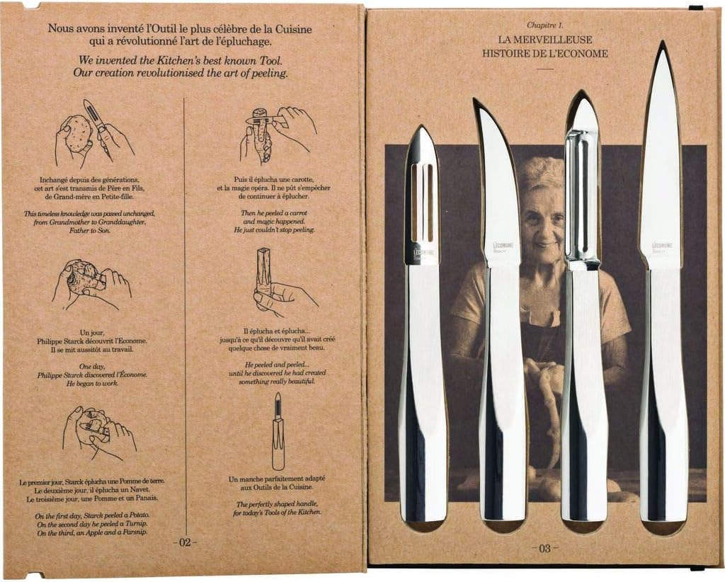 DEGRENNE | Luxury French Kitchen Peelers | L'Econome by Starck Collection | Set of 4 | Satinless Steel