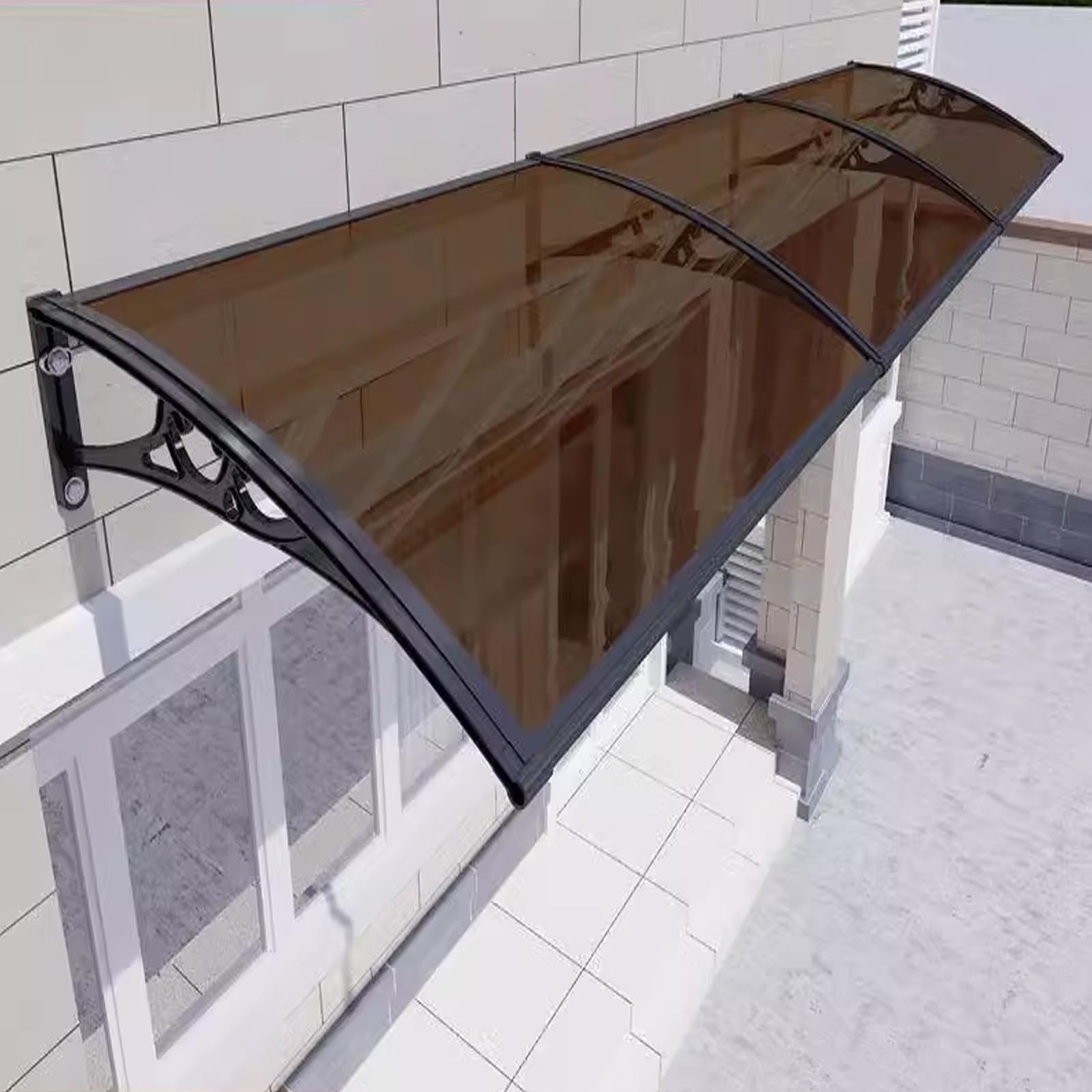 Kefu01 Brown Heavy Duty Front Door Canopy Outdoor Awning,Porch Canopy For House Fronts,Weather Resistance Roofing Rain Shelter,Mute Window Awning,Uv Rain Snow Protection Entry Awning (60X140cm/24"X55")