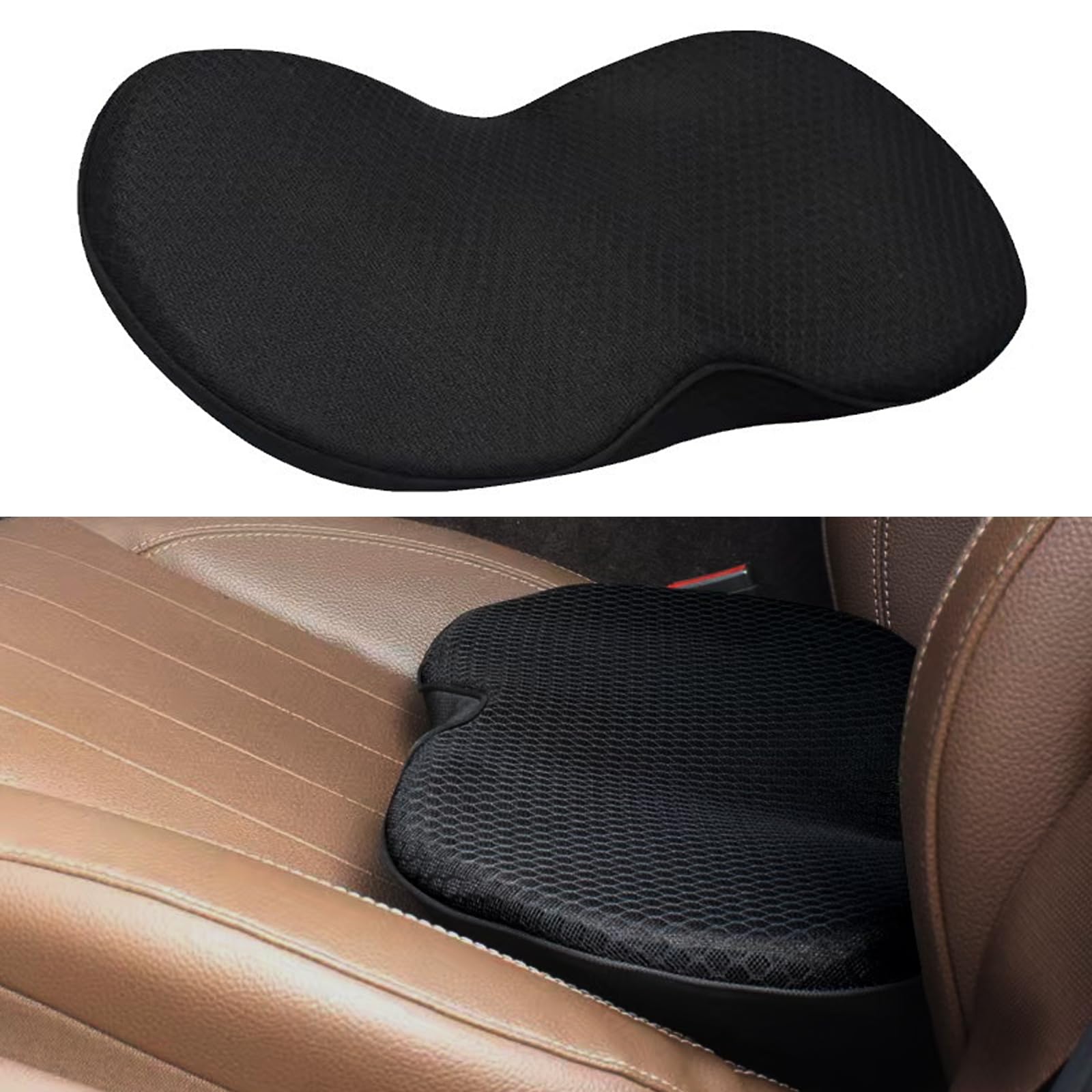 Qutool Autostoelkussen, wigkussen auto, stoelkussen voor auto stoelkussen auto stoelkeilkussen voor auto bestuurdersstoel stoelkussen voor auto, memory foam autostoelbekleding (Zwart