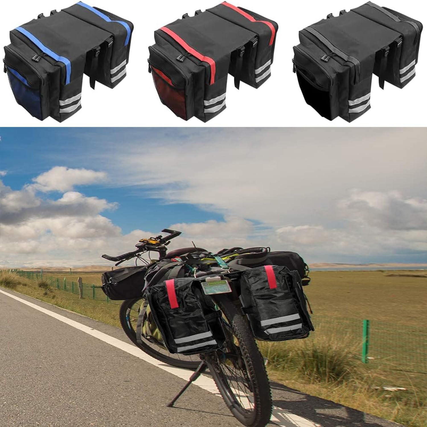 Torby rowerowe do pakowania rowerów, tylne bagażniki, torby na bagażnik rowerowy, torby na tylne siedzenie, torby podsiodłowe do roweru elektrycznego, czerwone