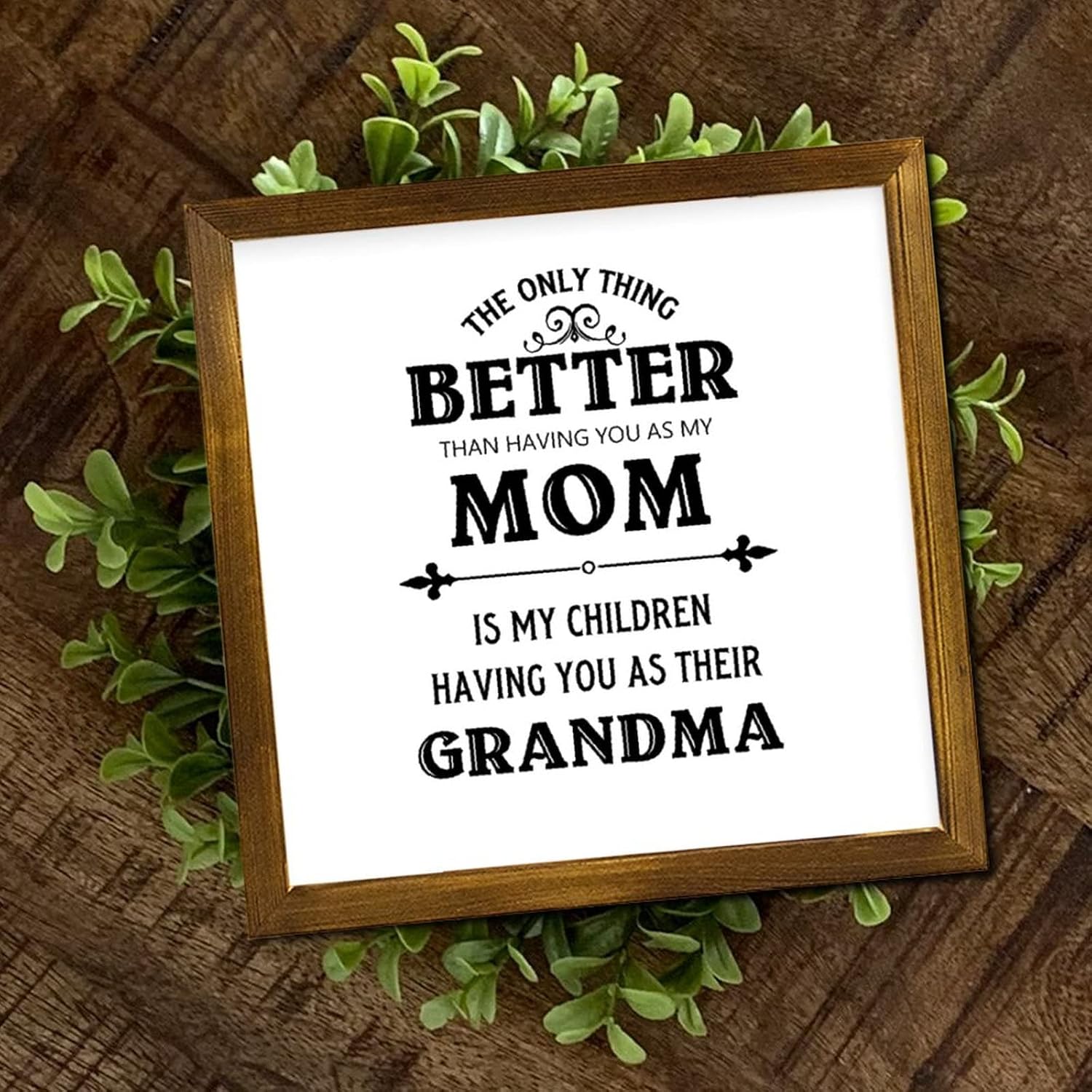 Only Thing Better Having You Mom is Children Wood Framed Signs Sayings Lettering Wood Hanging Plaque Farmhouse Wood Hanging Wall Art Decor for Laundry Room Bathroom Bedroom Home 12x12 Inch