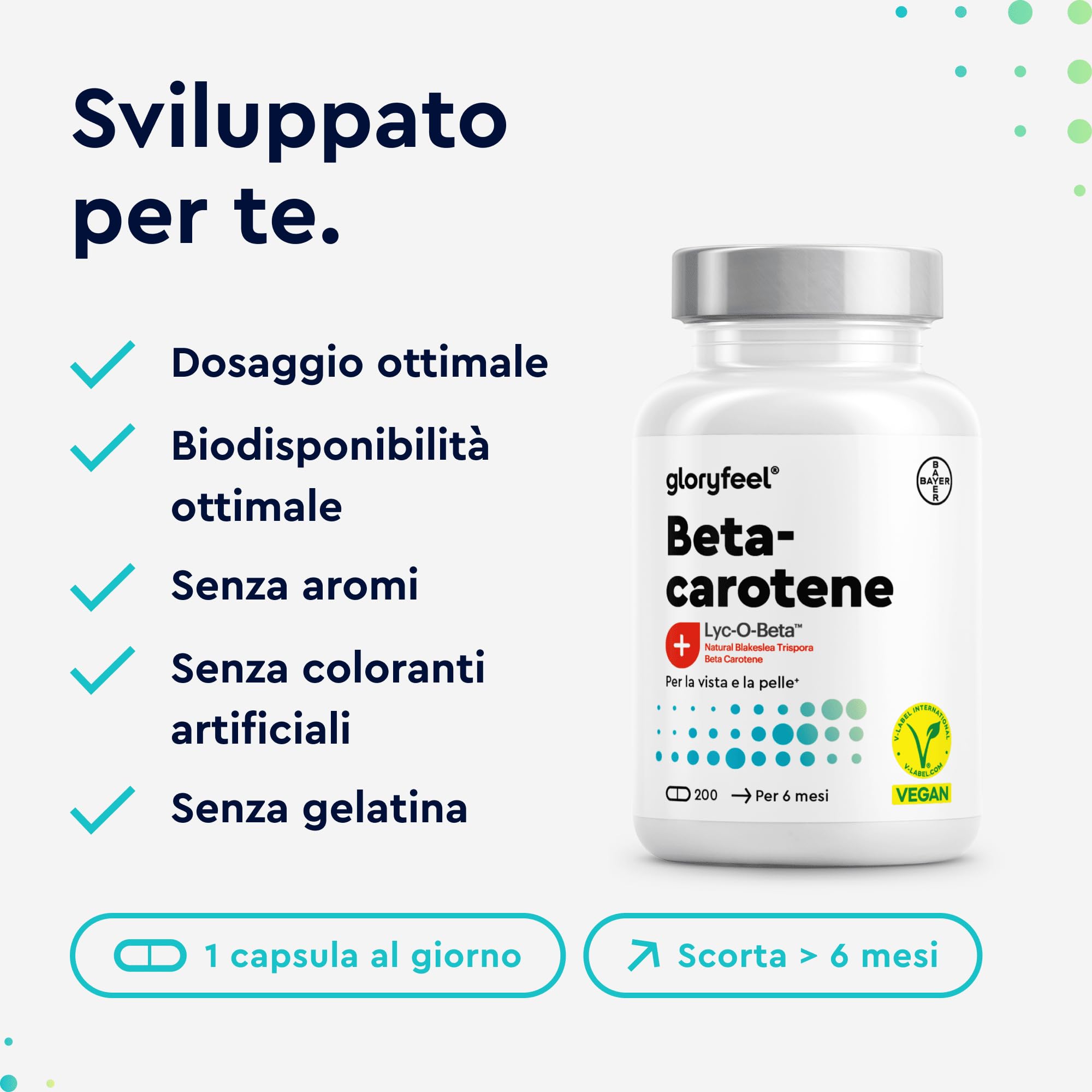 Betacarotene per Abbronzatura Forte, 200 Capsule, Beta Carotene Integratore Abbronzatura da Estratto di Carota, Attivatore Accelleratore Abbronzatura con Vitamina A pura 1169 µg, 100% Vegan