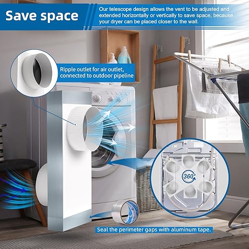 Miniatura 5 de Kit de ventilación de secadora ajustable de 0-5 periscopios 84049 actualizado por OEM, ventilación telescópica, periscopio de ventilación