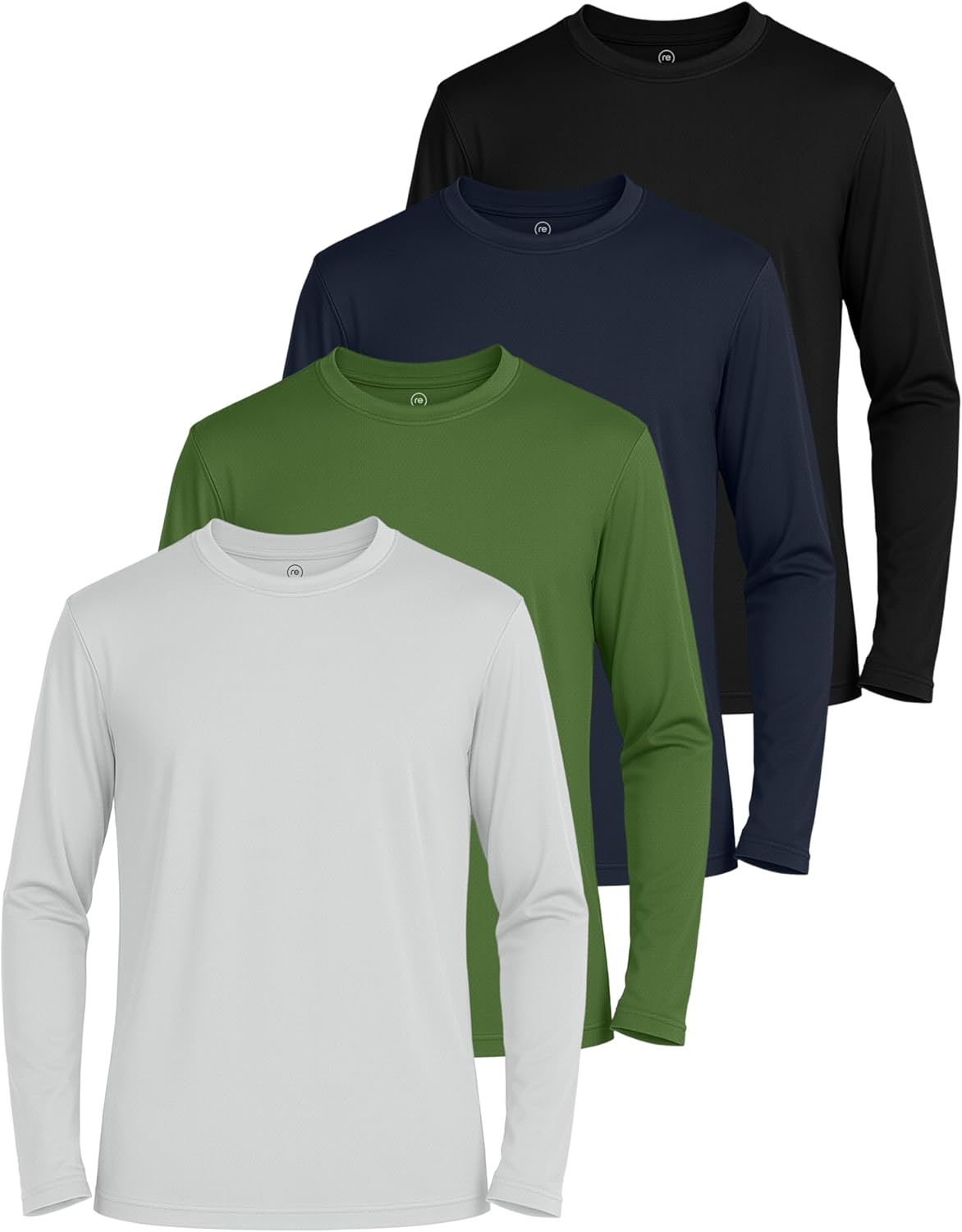 Real Essentials 4 Pack: Boys' Mesh Long Sleeve Athletic T-Shirt - Kids Teens Youth Active Tees Running Tops (Ages 4-18)