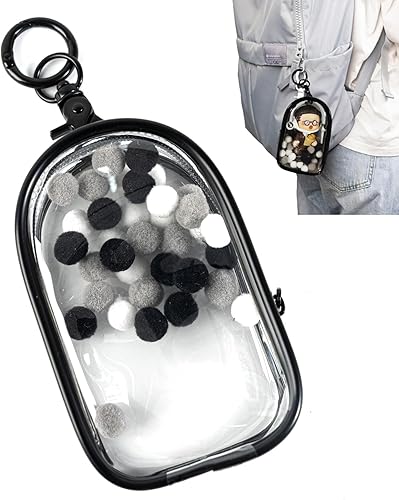 Bolsa de exhibición de figuras transparentes, bolsa de almacenamiento portátil para figuras con llavero, mini caja ciega para colgar muñecas, cierre