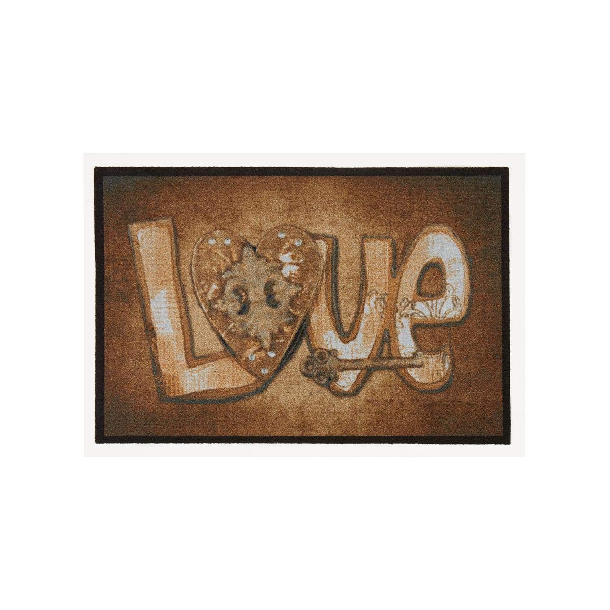 Door Mat antipoussiere Love Undefined by Unamourdetapis, brown, 50 x 75 cm