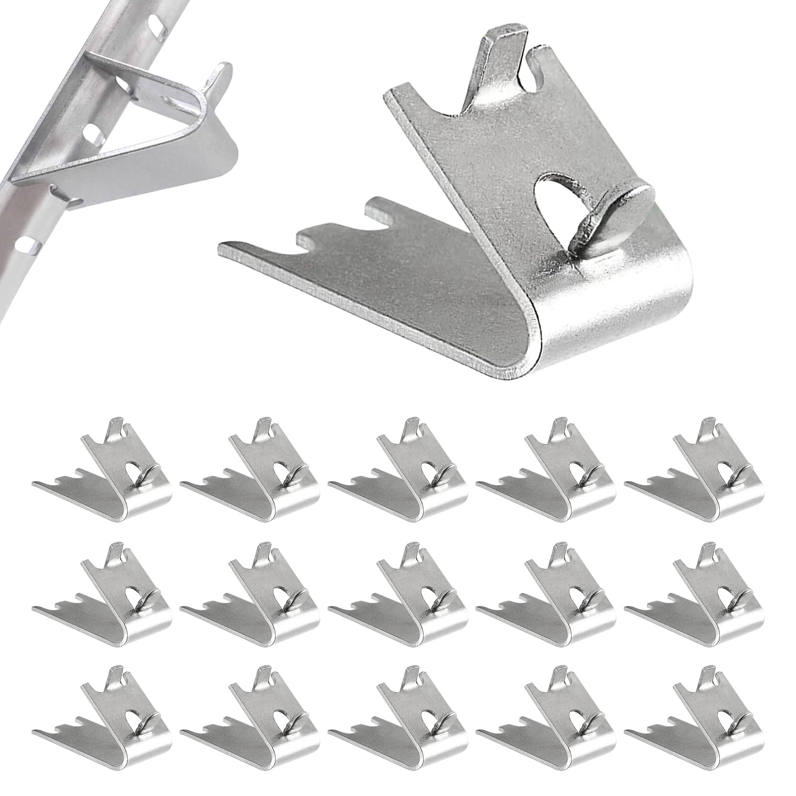Dhswnng Silver 16 Pcs Freezer Shelf Clip, Stainless Steel Replacement Shelf Clips For Freezers Fridge Shelf Support Square Buckles Clips For Refrigerator