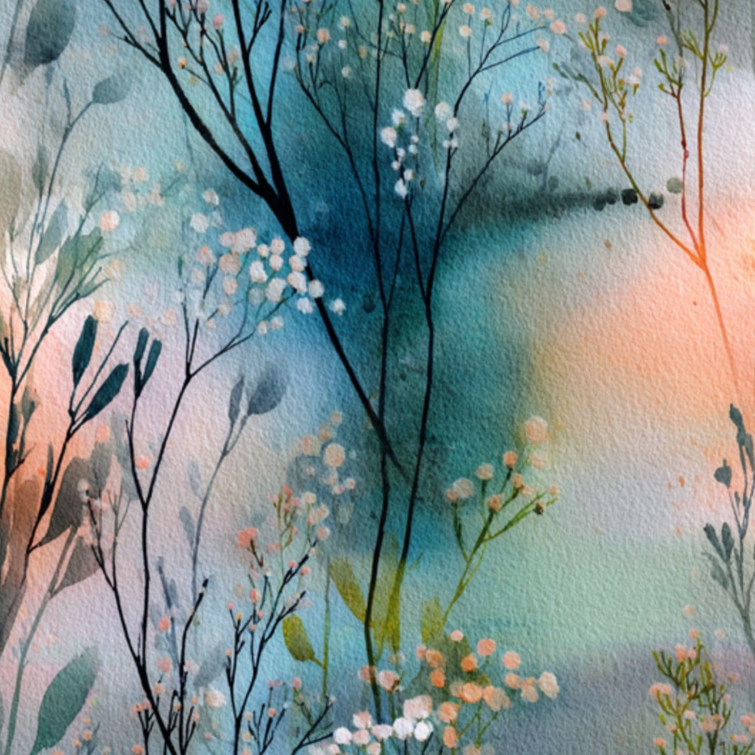 DERUINVAIO Self Adhesive Feature Removable Romantic Pastel Botanical Wildflowers Peel and Stick Vinyl Wallpaper Roll, Sticky Lining Paper for Bedroom, Living Room, Kitchen Walls