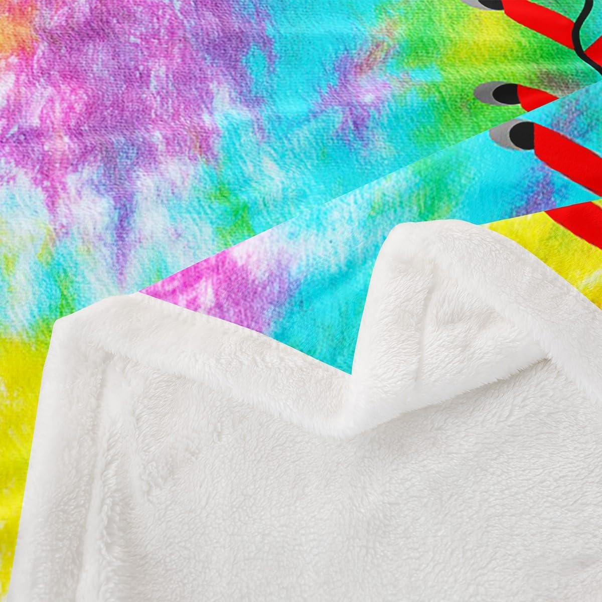 Kids Baseball Plush Blanket Boys Girls Softball Sports Game Fleece Throw Blanket Girly Colorful Tie Dye Sherpa Blanket Teens Men Baseball Gaming Fuzzy Blanket for Sofa, Rainbow Decor Twin 60x80 Inch