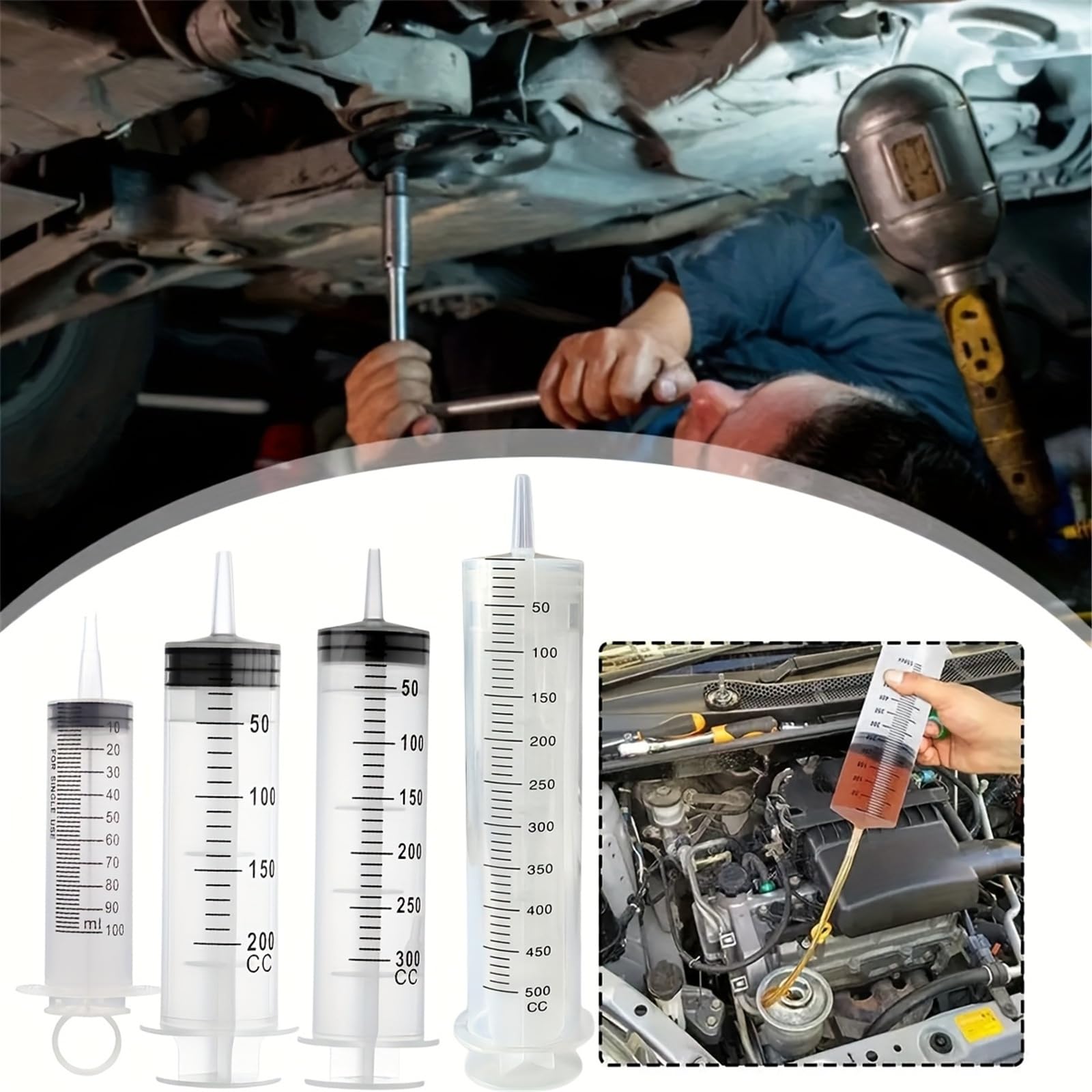 Generico Siringa da 100-500 ml con Tubo da 1 m - per Uso in Laboratorio, trasferimento di liquidi e Cura delle Piante, Grande capacità(300ml4PCS)