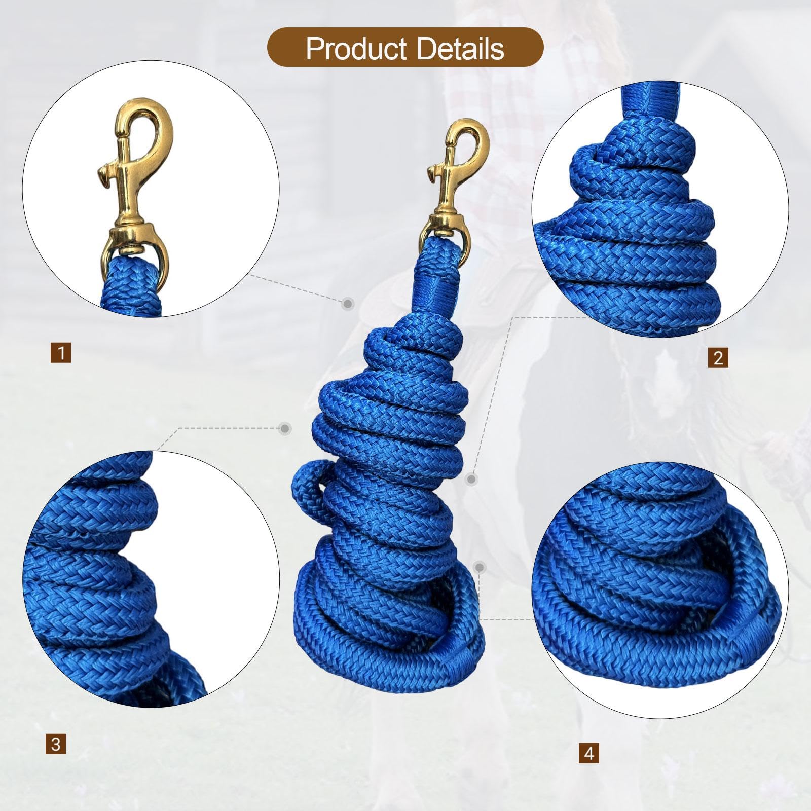 Cavezza per Cavalli Intrecciata, Resistente, con Attacco Rapido, per, Pecore E Cavalli, Blu