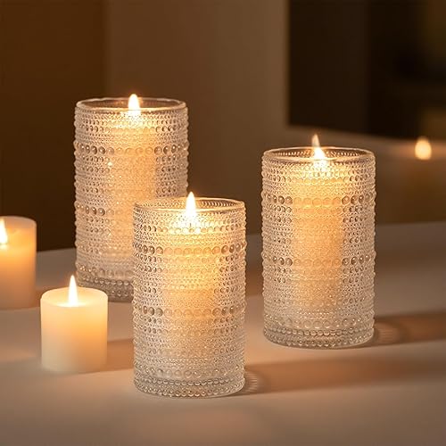 Miniatura 7 de Mapoxy Juego de 12 vasos vintage con diseño de hobnail para beber, vasos de vidrio en relieve de 12 onzas, cristalería transparente para jugo,