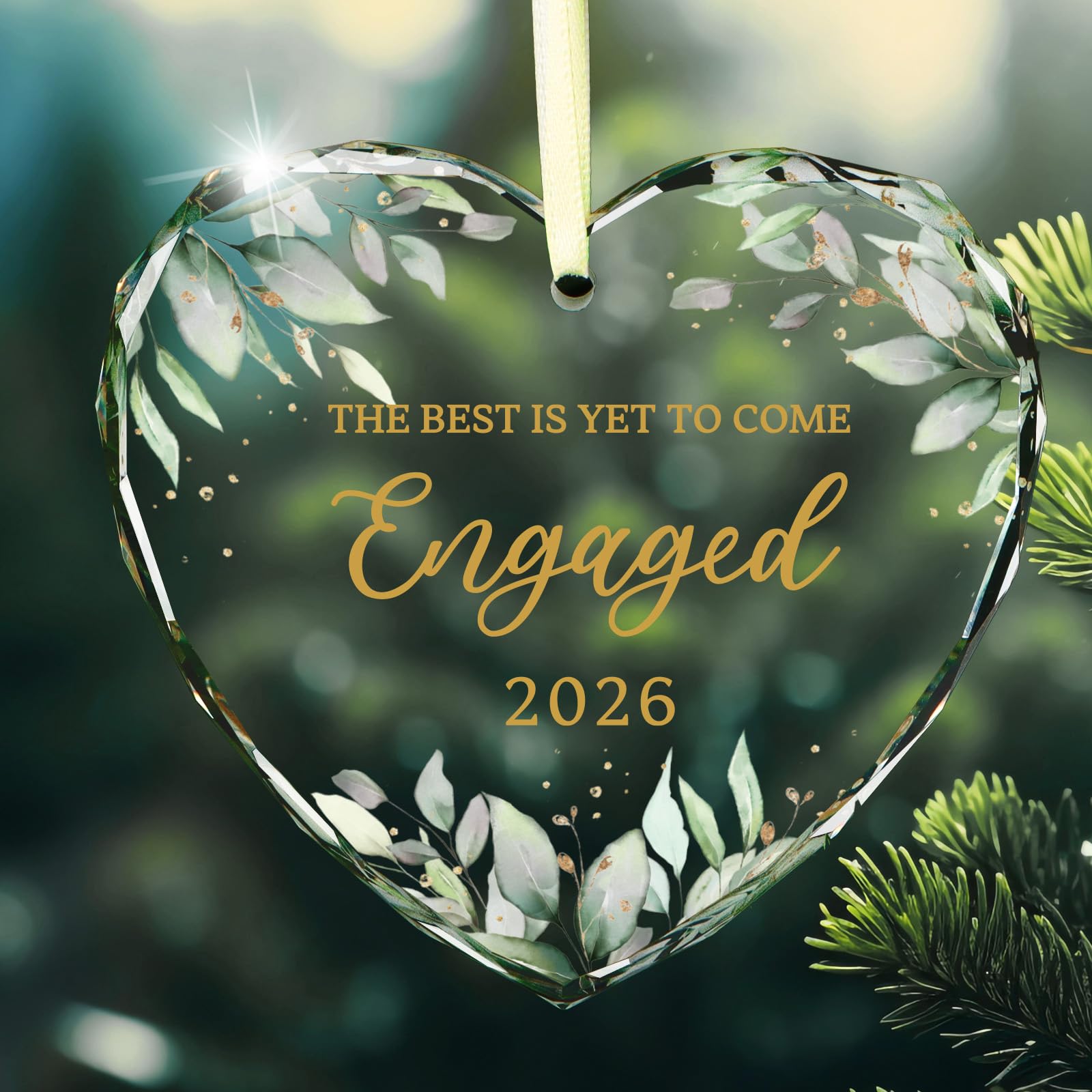 Engagement Gifts for Couples Heart Hanging Plaque 2026 Newly Engaged Christmas Engagement Decorations The Best is Yet to Come Engaged 2026