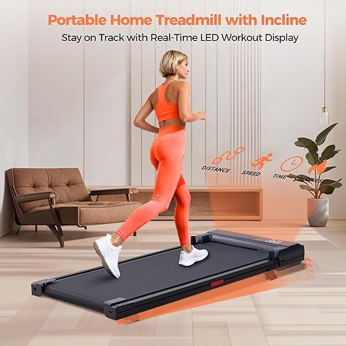 Miniatura 8 de Walking Pad with Incline and Handle Bar, Compact Portable Walking Pad Treadmills for HomeApartment with Handles,3.0HP Small Electric Treadmill with