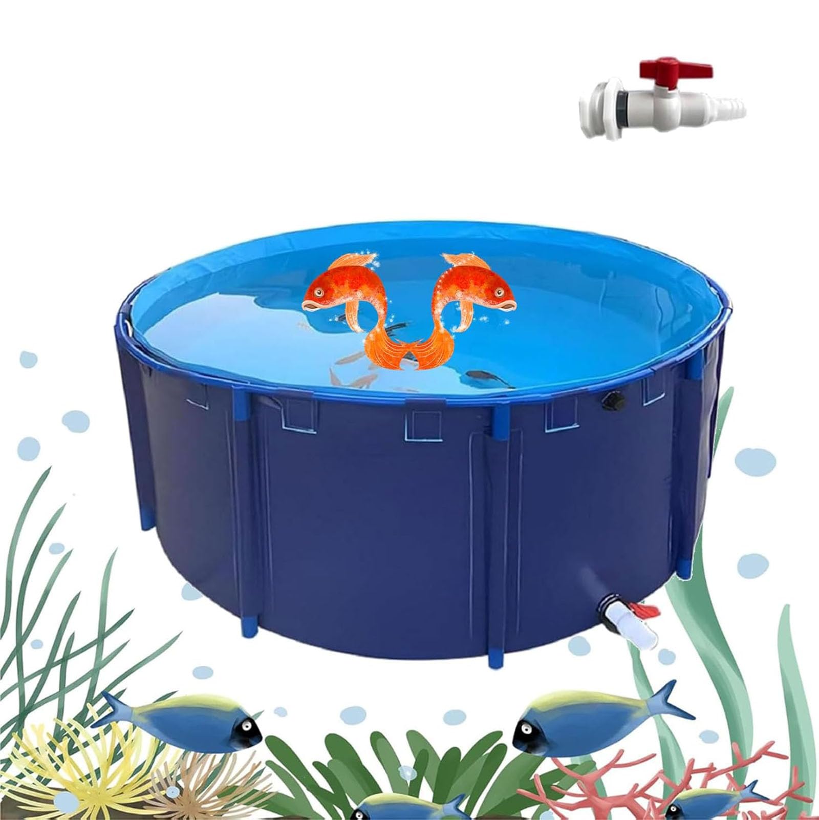 Durable Portable Round Children’s Pool - Flexible PVC Canvas Pond Liner with Tear-Resistant Design &amp; Stainless Steel Tubes for Water Storage &amp; Irrigation, 2m x 0.4m